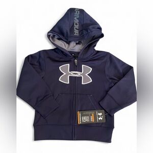 NWT Under Armour Navy Blue and Grey Zip Up Sweatshirt Boys Size 3T